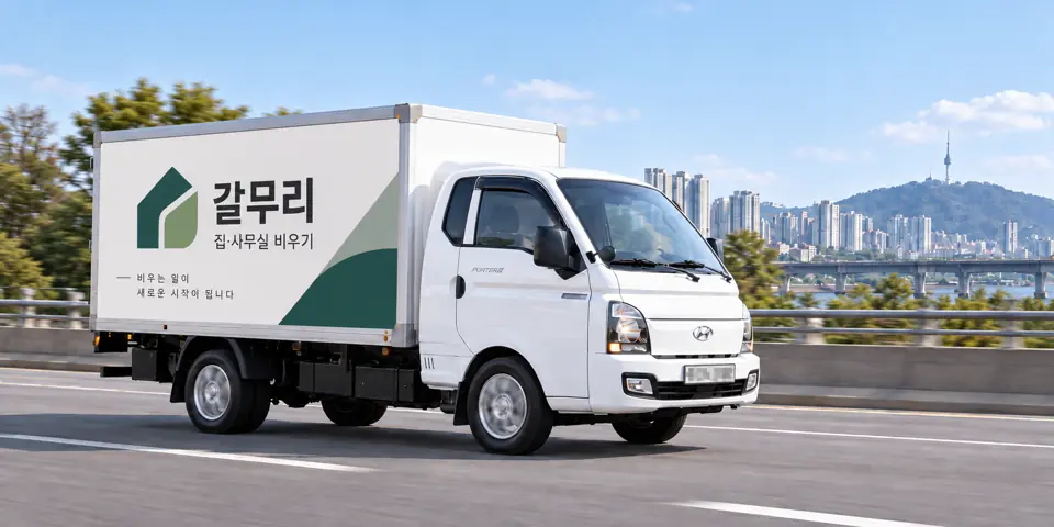 갈무리 작업 차량을 담은 그림 · 한강로1가 유품정리